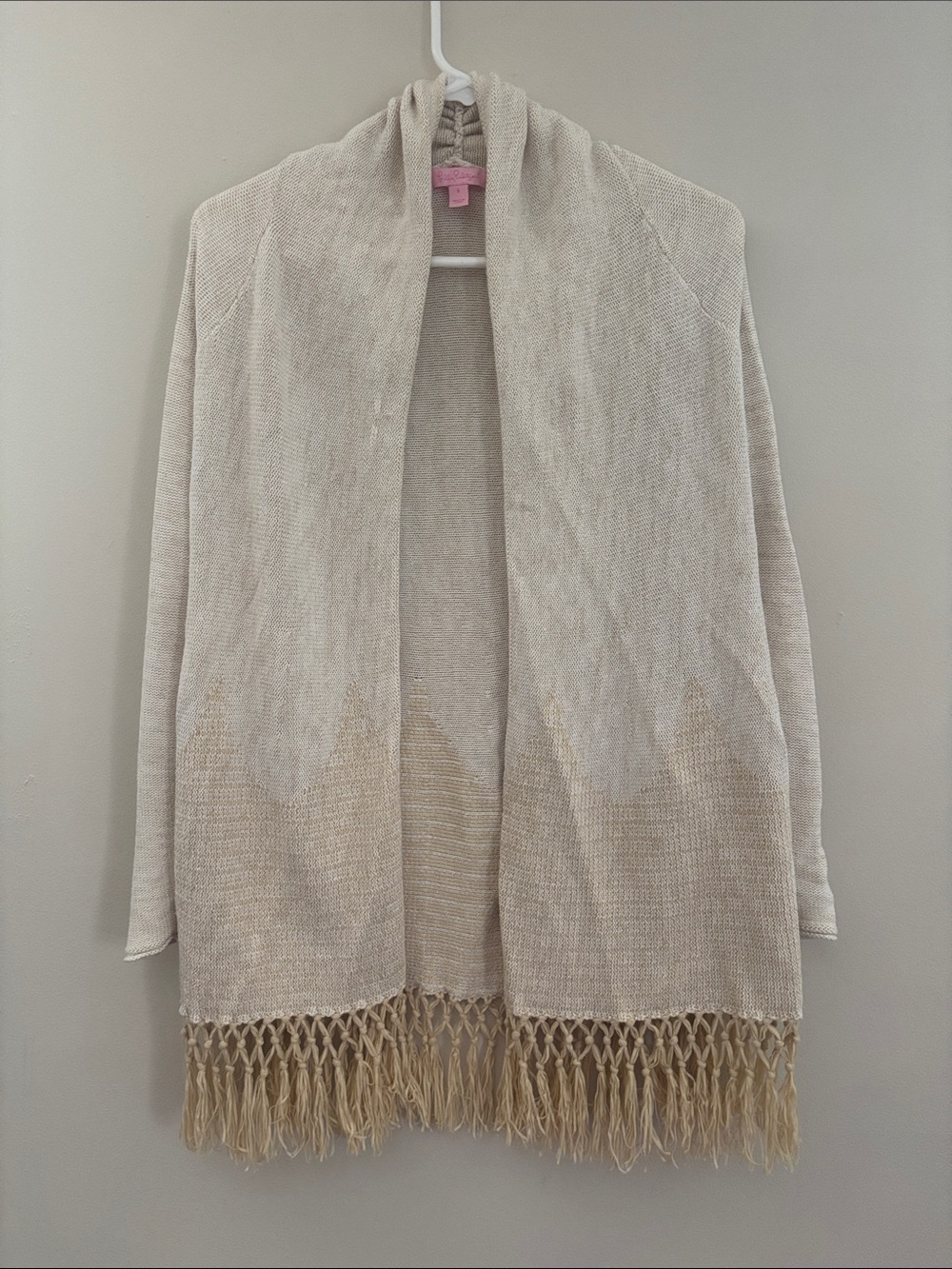 Gold Open-Front Fringe Women's Sweater Cardigan